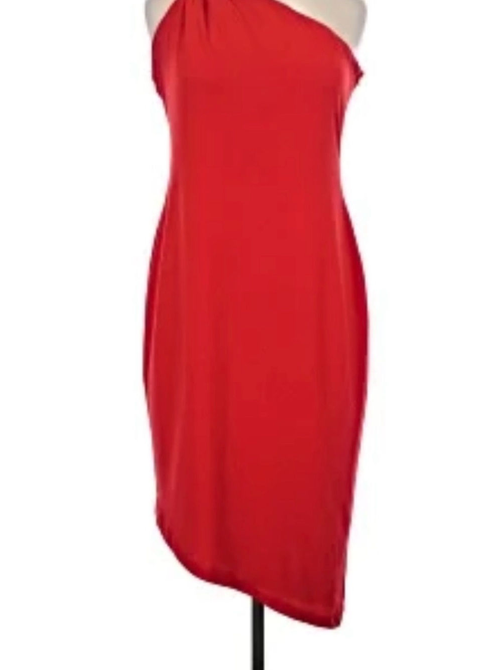 Calvin Klein Red One-Shoulder Asymmetric Midi Dress